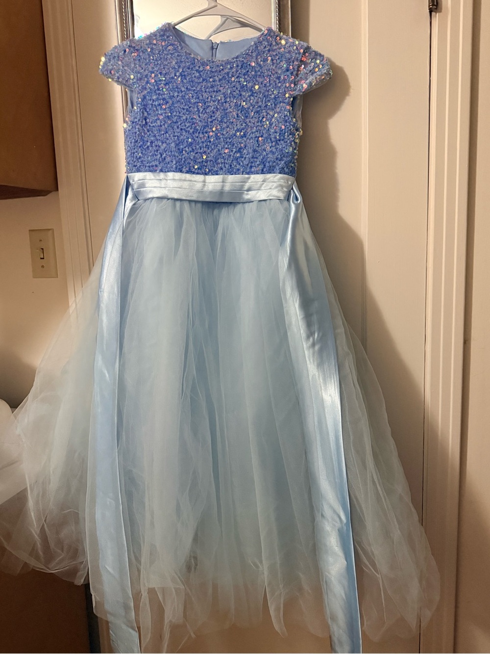 Light Blue Sequin Tulle Girl Dress